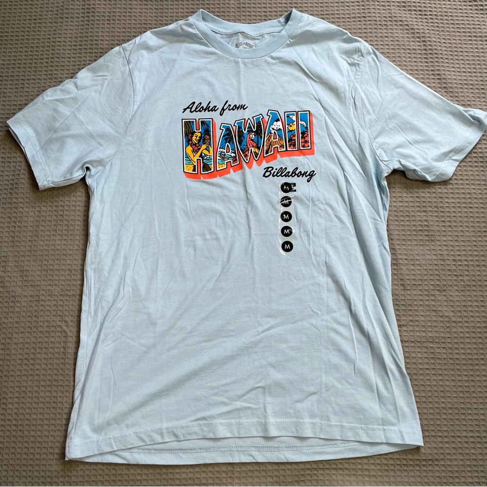 Billabong Tee Shirt Medium Adult Unisex Men’s Aloha Hawaii NWOT Blue